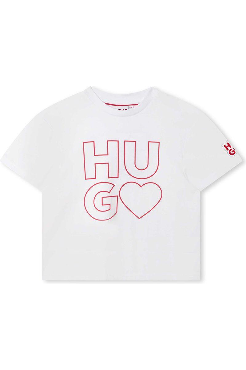 חולצת טי שרט HUGO לוגו מרכזי לילדות