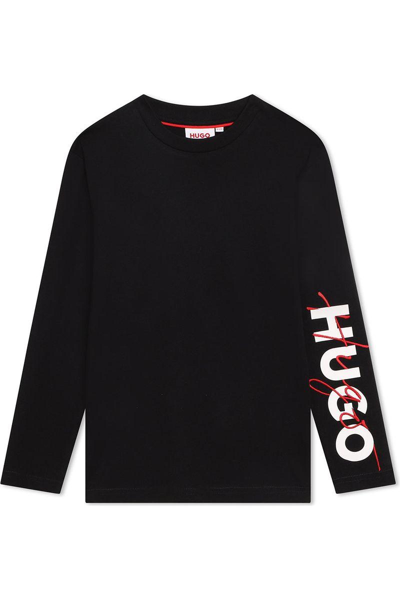 טישירט ארוך HUGO לוגו בשרוול לילדים