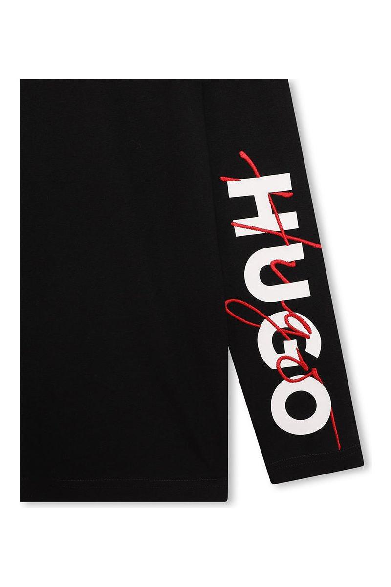 טישירט ארוך HUGO לוגו בשרוול לילדים