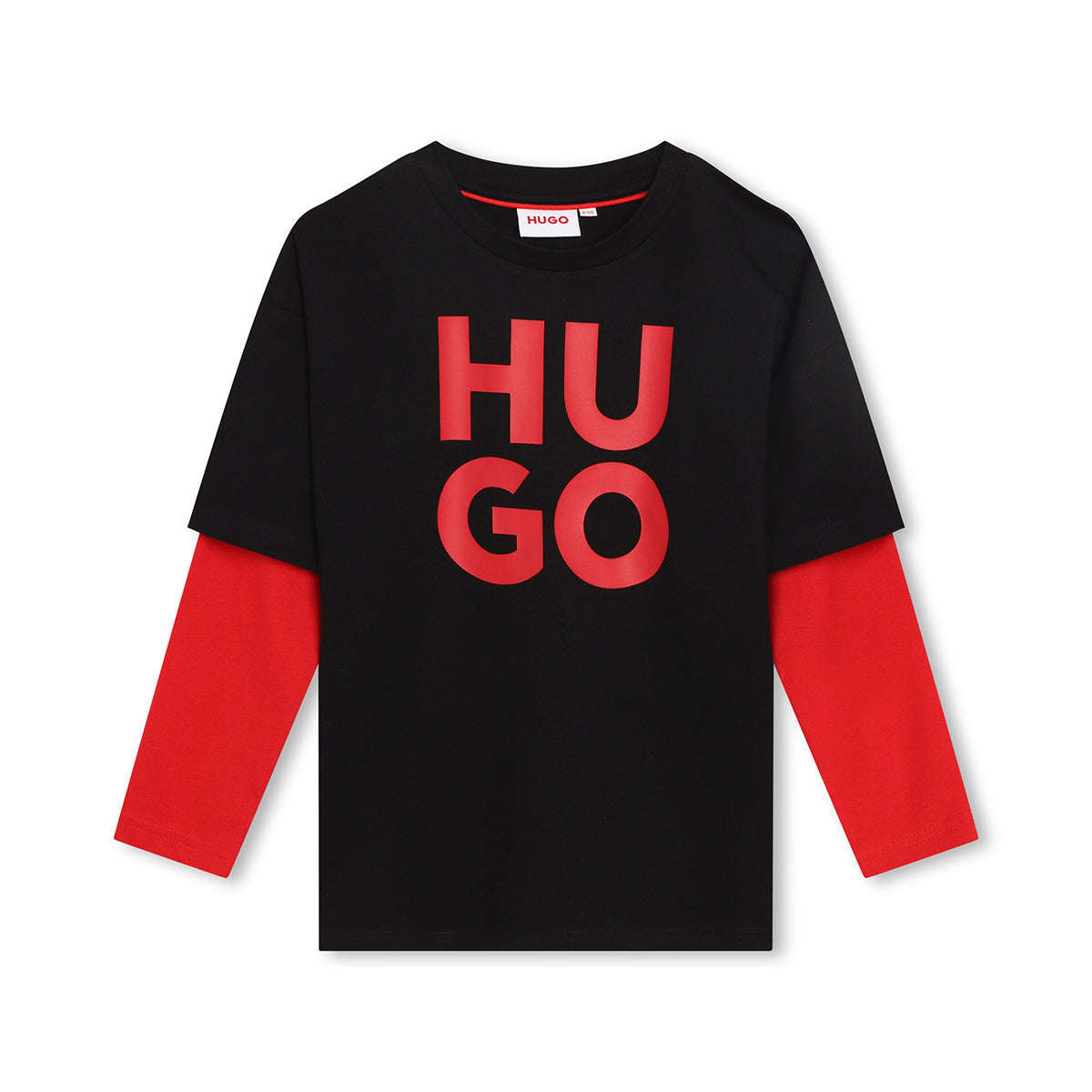 טישירט ארוך HUGO הדפס לוגו מותג לילדים
