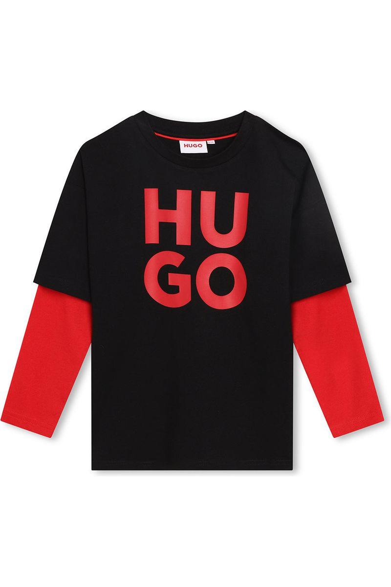 טישירט ארוך HUGO הדפס לוגו מותג לילדים