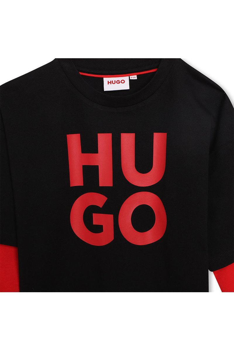 טישירט ארוך HUGO הדפס לוגו מותג לילדים