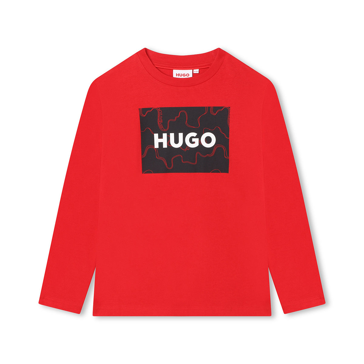טישירט ארוך HUGO הדפס לוגו מותג באמצע לילדים