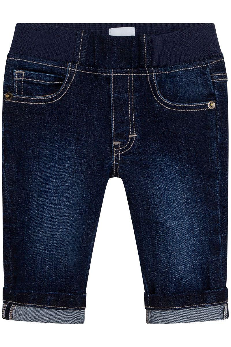 מכנסי ג'ינס BOSS ESSENTIEL 1 לוגו אחורי צהוב לתינוקות