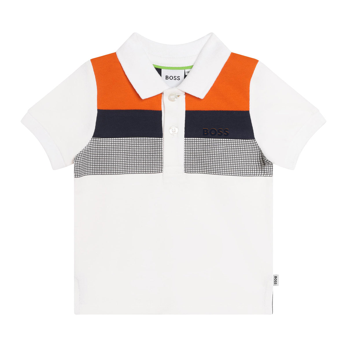 חולצת צווארון BOSS פסי צבע לתינוקות