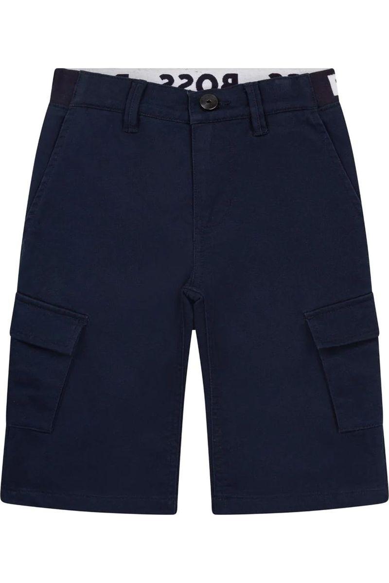 מכנסי ברמודה  HUGO BOSS WOVEN לילדים צבע כחול נייבי מידה 8Y
