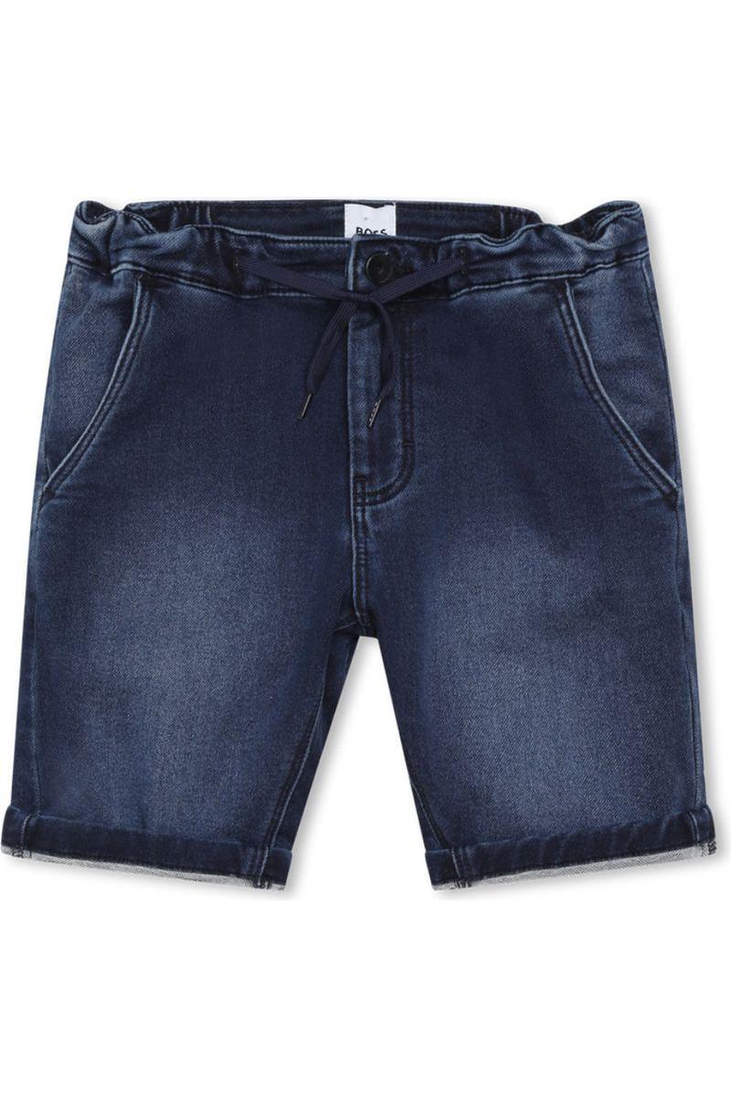 מכנסי ג'ינס BOSS קצרים משופשפים לילדים