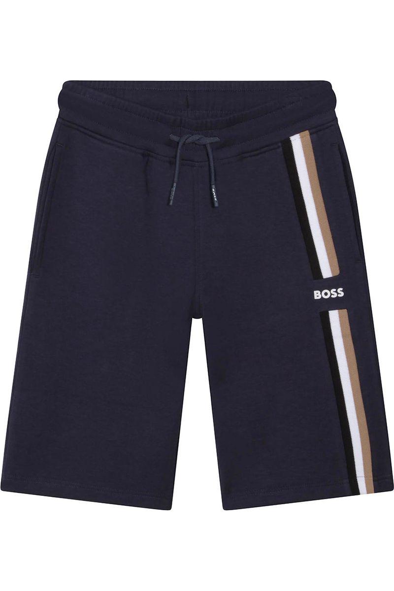 מכנסי ברמודה BOSS פסי צבע מקדימה לילדים