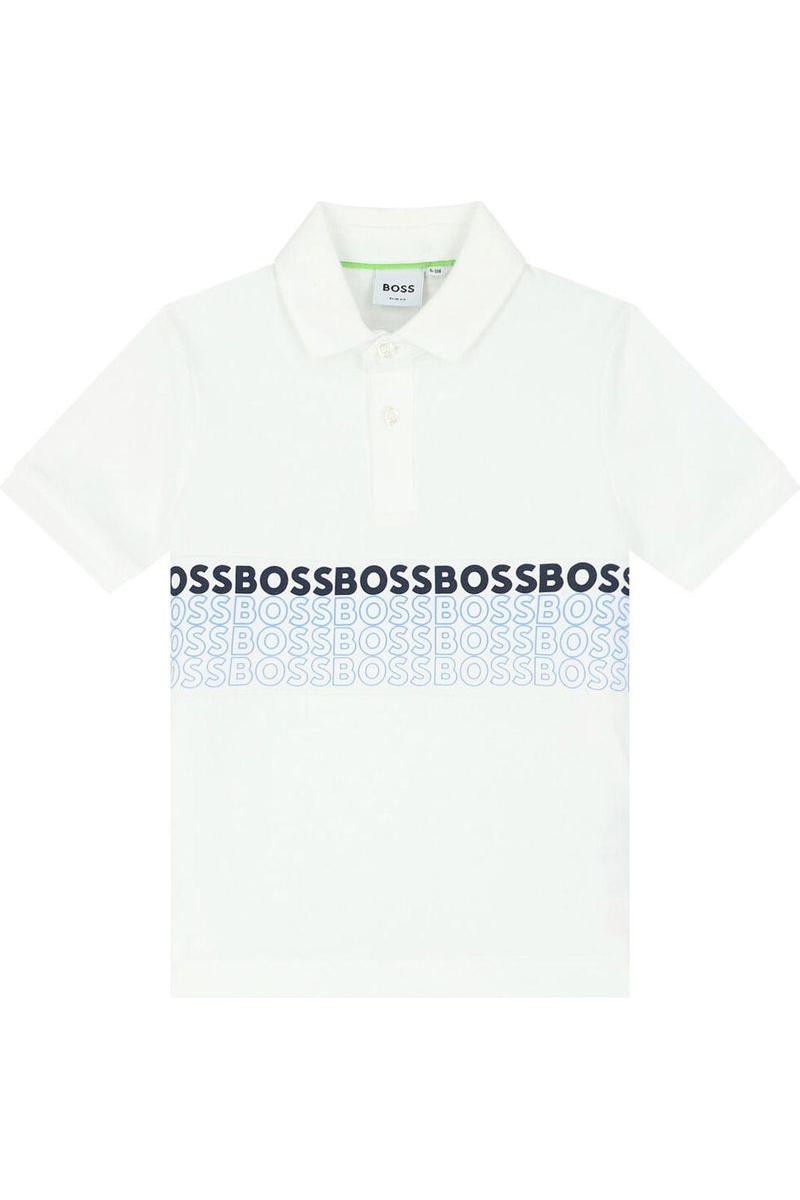 חולצת צווארון BOSS שורות לוגו לילדים