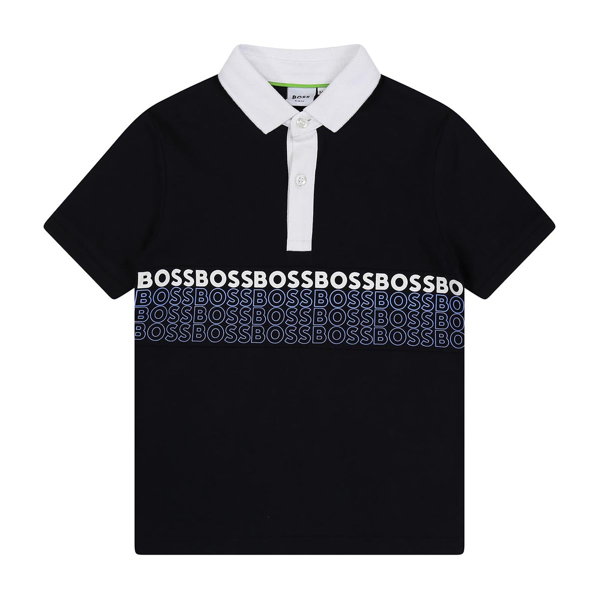 חולצת צווארון BOSS שורות לוגו לילדים