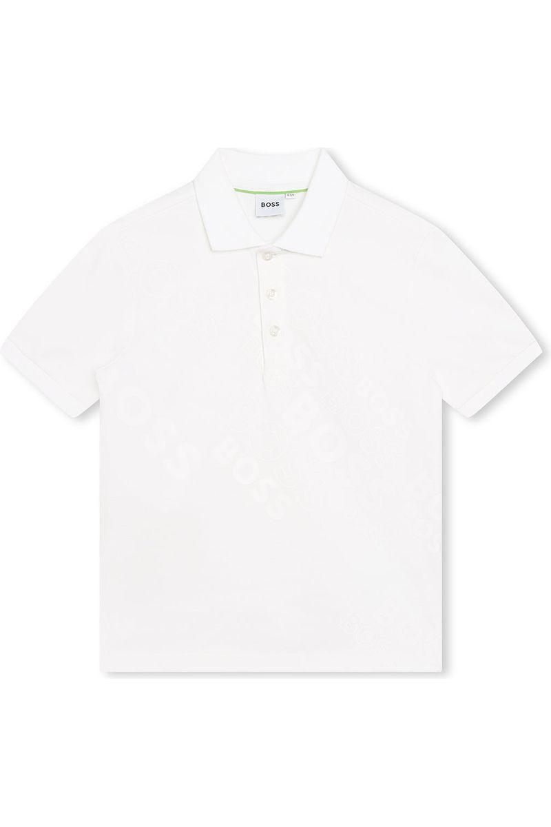 חולצת צווארון BOSS הדפס לוגו מבריק לילדים