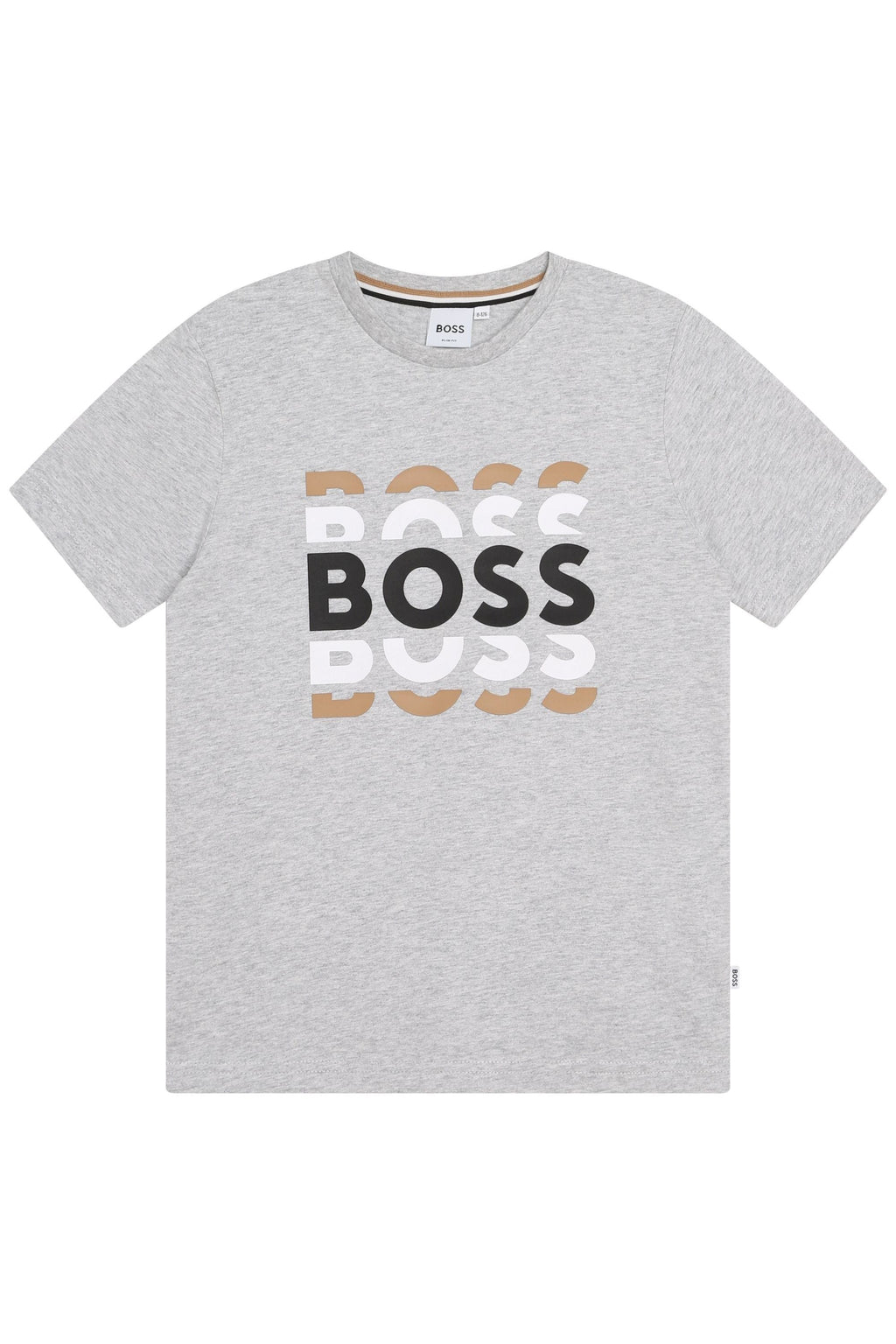 חולצת טי שרט BOSS הדפס לוגו לילדים Black / 4Y