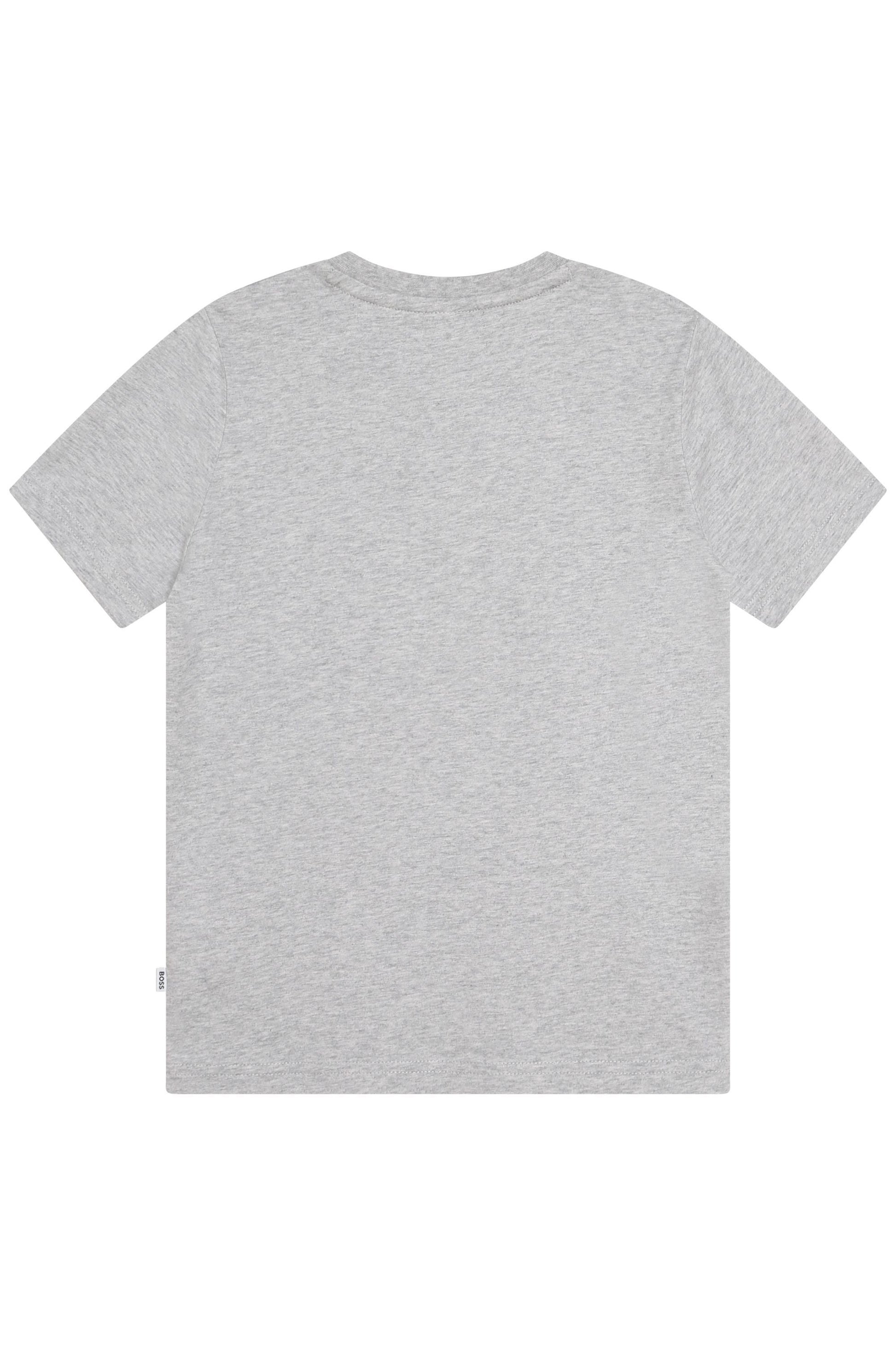 חולצת טי שרט BOSS הדפס לוגו לילדים Black / 4Y