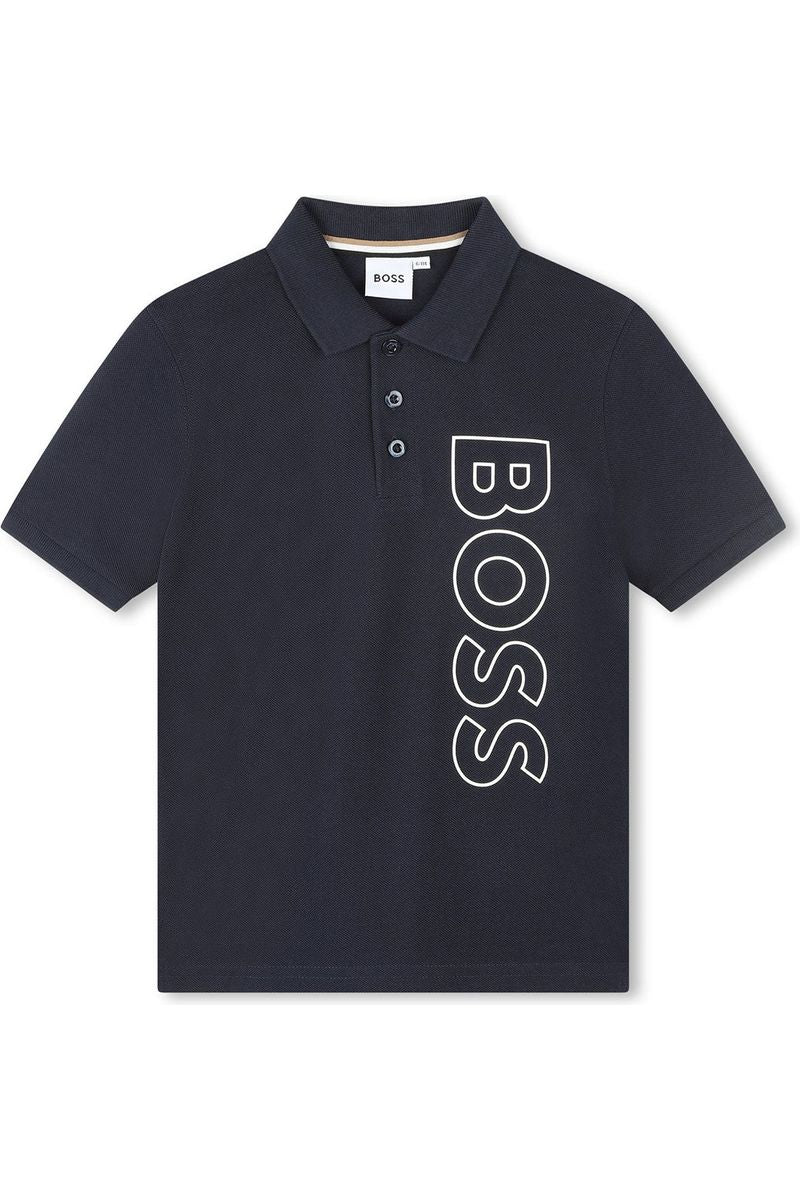 חולצת צווארון BOSS הדפס לוגו לילדים