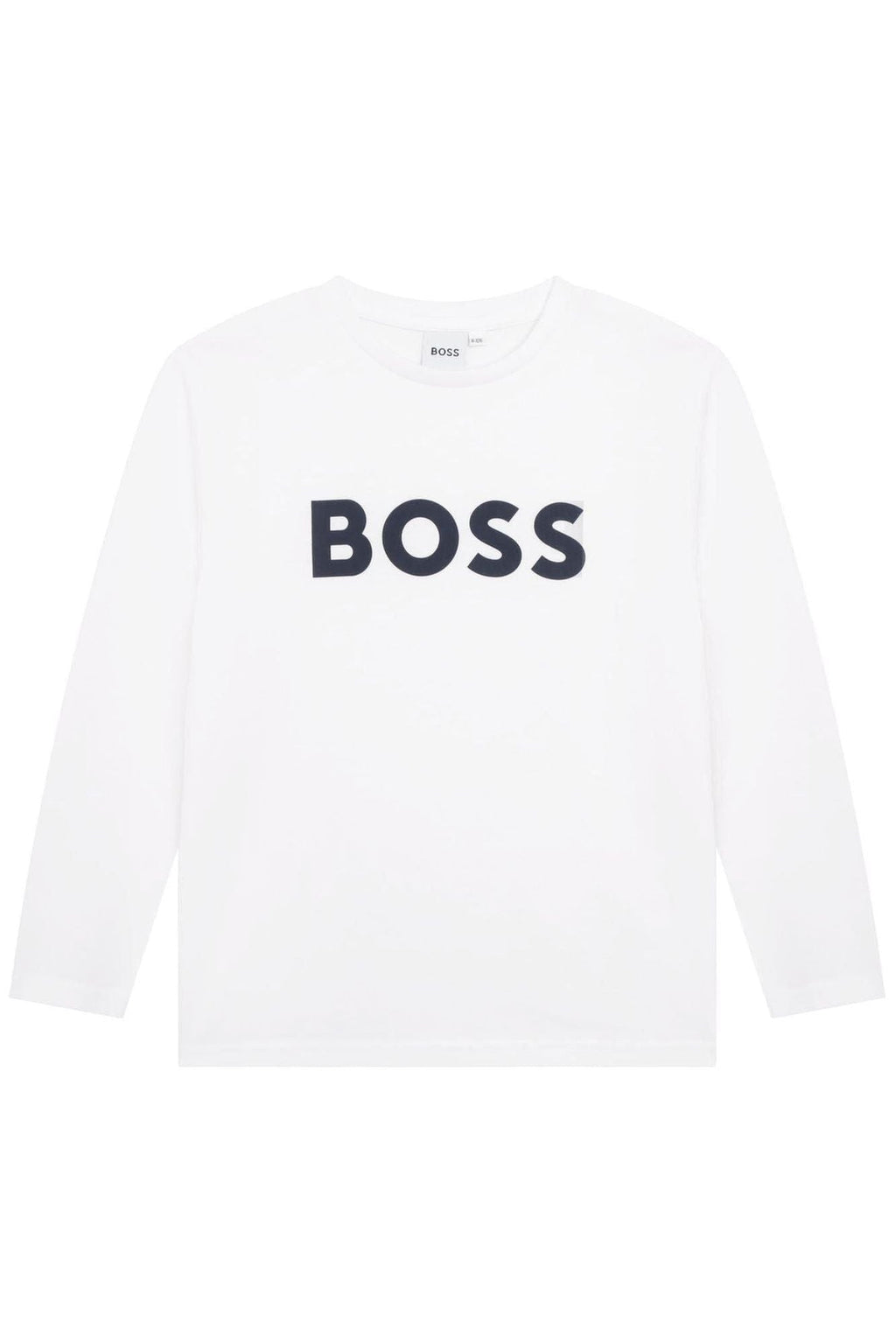 חולצת טישירט BOSS הדפס לוגו מותג באמצע לתינוקות WHITE / 4Y