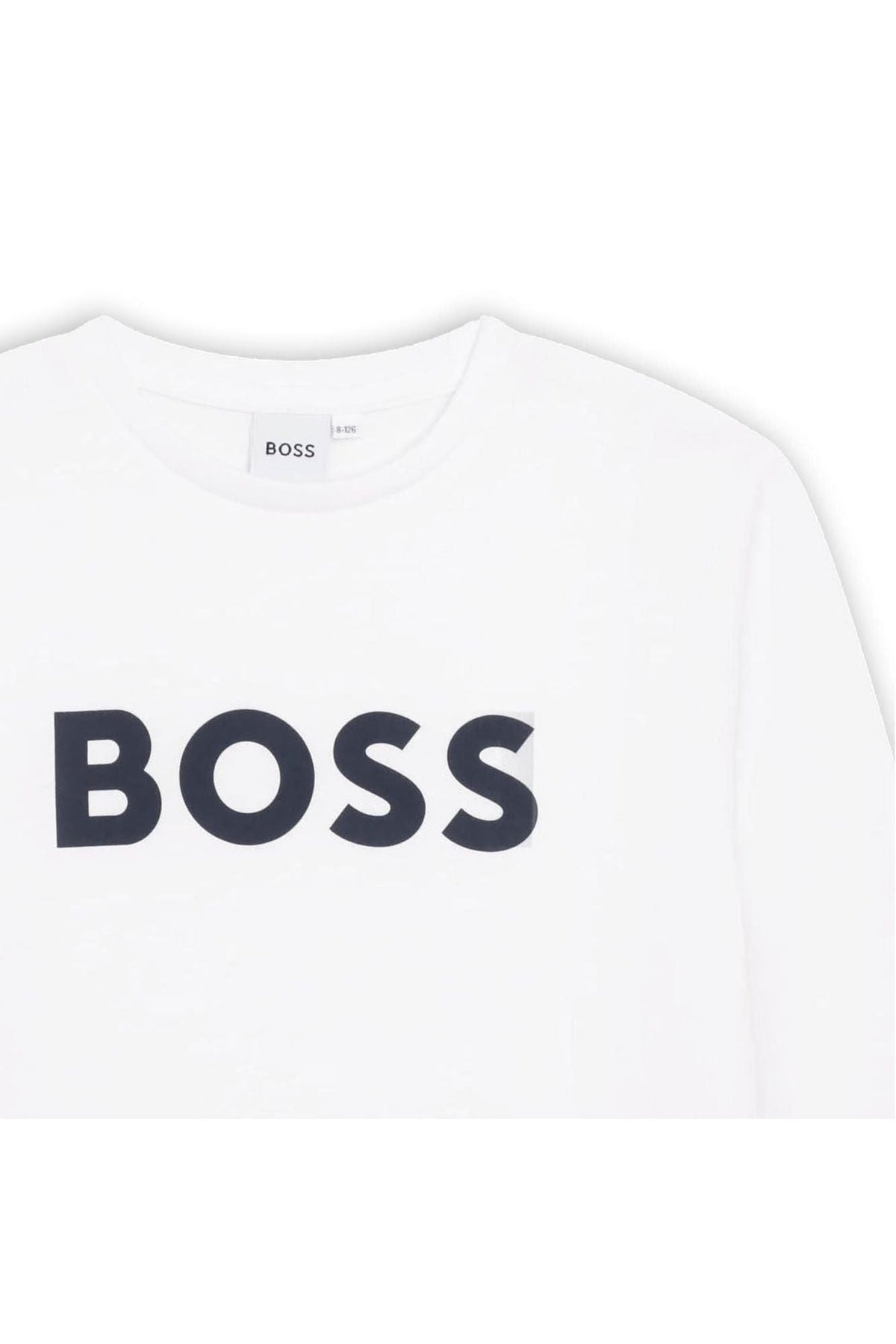 חולצת טישירט BOSS הדפס לוגו מותג באמצע לתינוקות WHITE / 4Y