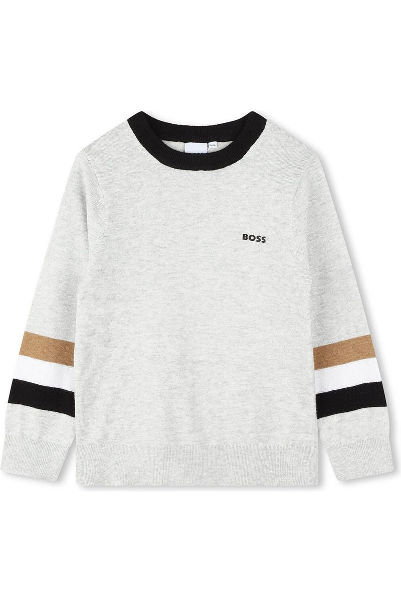 סווטשירט BOSS פסים בשרוולים לילדים