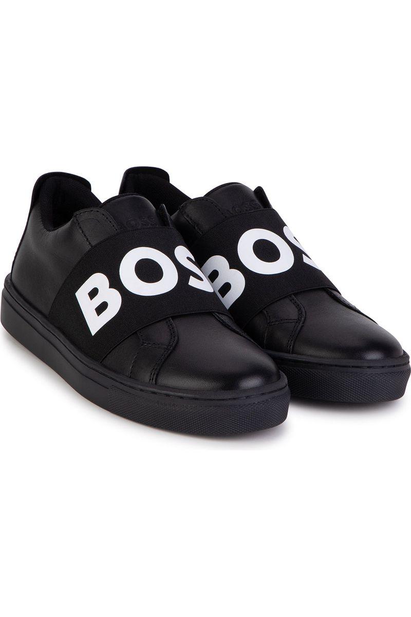 נעלי סליפ און BOSS רצועת לוגו לבן לילדים