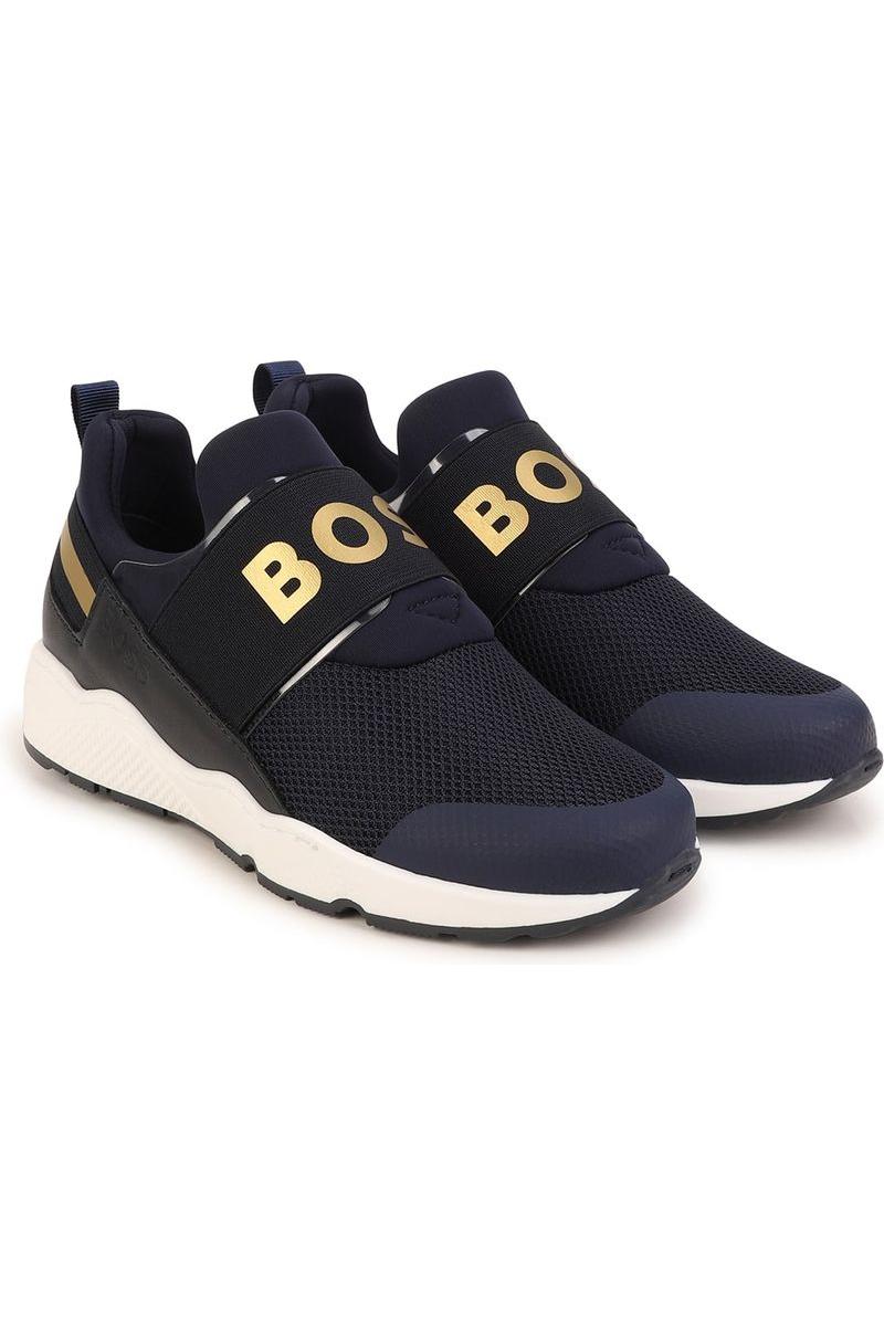 נעלי סליפ און BOSS הדפס לוגו לילדים