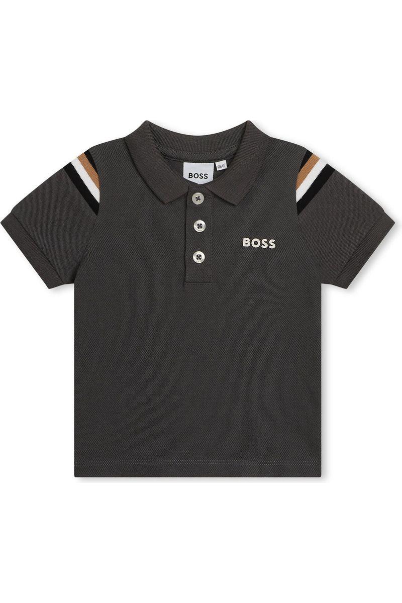 חולצת צווארון BOSS פסים בכתפיים לתינוקות