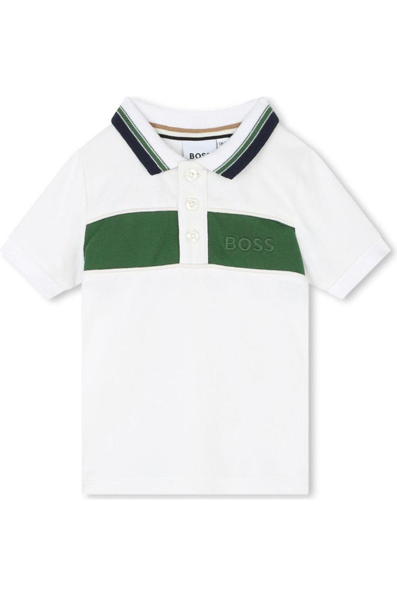 חולצת צווארון BOSS פס ירוק לתינוקות