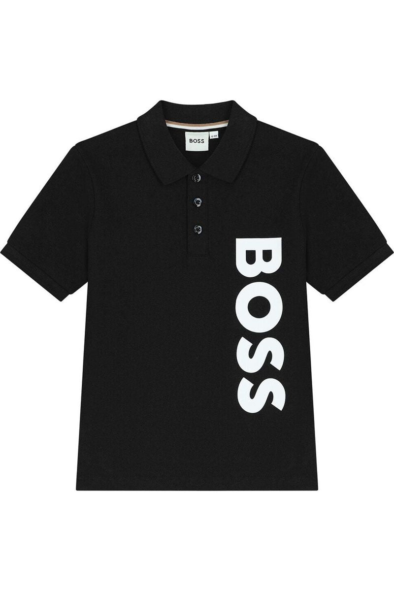 חולצת צווארון BOSS הדפס לוגו לילדים