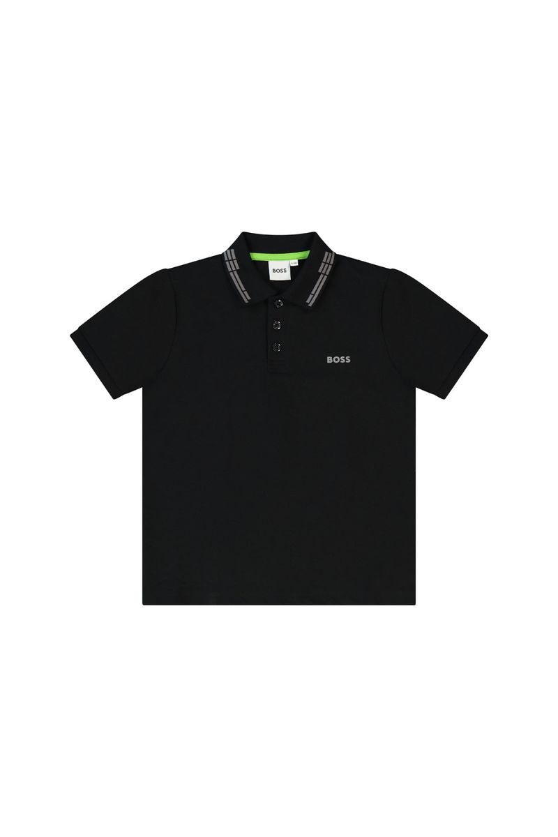 חולצת צווארון BOSS לוגו בצד לילדים Black / 4Y