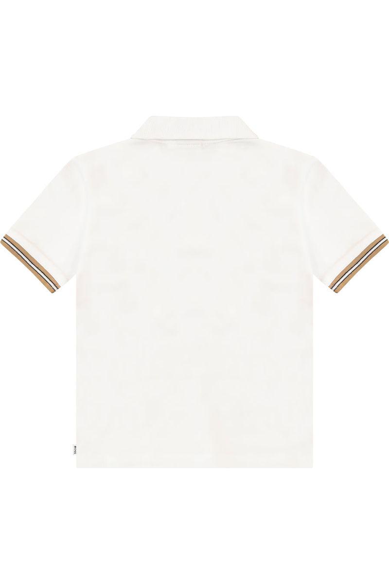 חולצת צווארון BOSS לוגו B כפול בצד לילדים White / 4Y