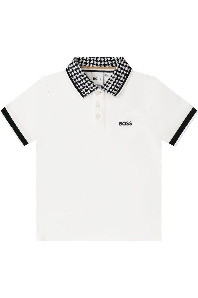 חולצת צווארון BOSS לוגו מותג בצד לילדים White / 4Y