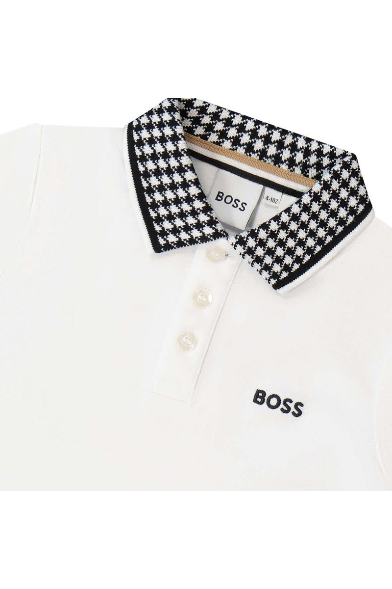 חולצת צווארון BOSS לוגו מותג בצד לילדים White / 4Y