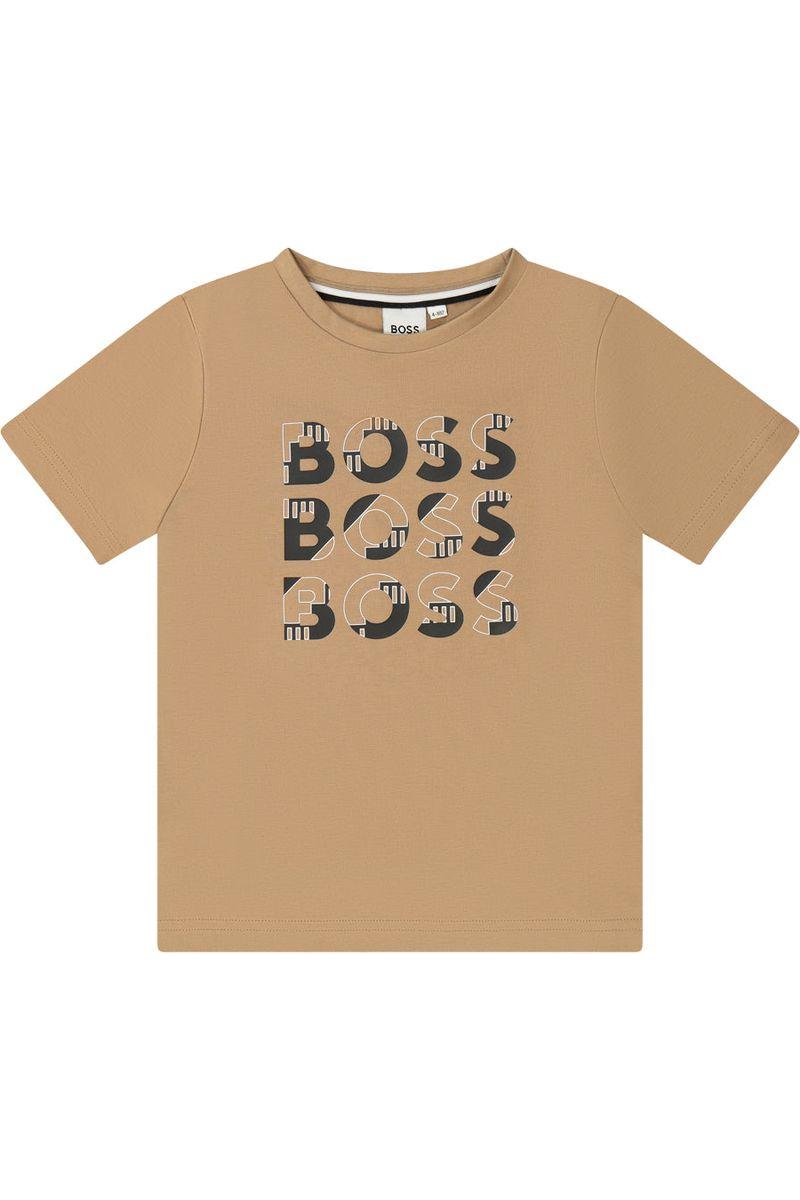 חולצת טישירט BOSS ממותגת לילדים Brown / 4Y