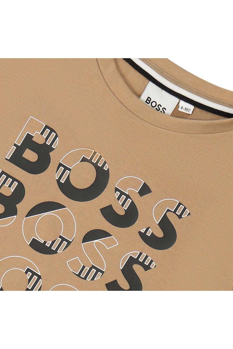 חולצת טישירט BOSS ממותגת לילדים Brown / 4Y