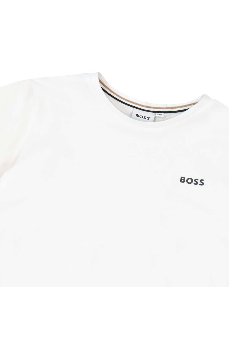 חולצת טישירט BOSS פס בשרוולים לילדים White / 4Y