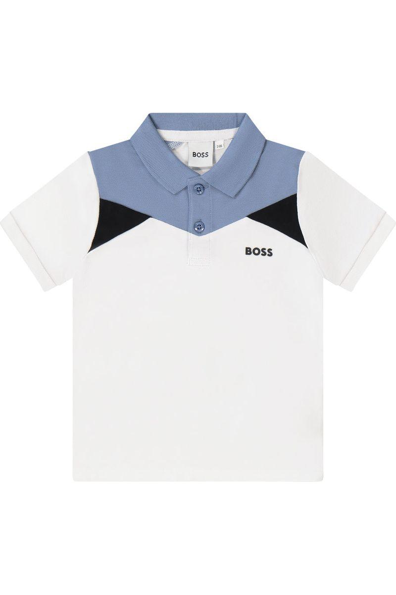 חולצת צווארון BOSS COLOR BLOCK לוגו מותג בצד לתינוקות White / 03M