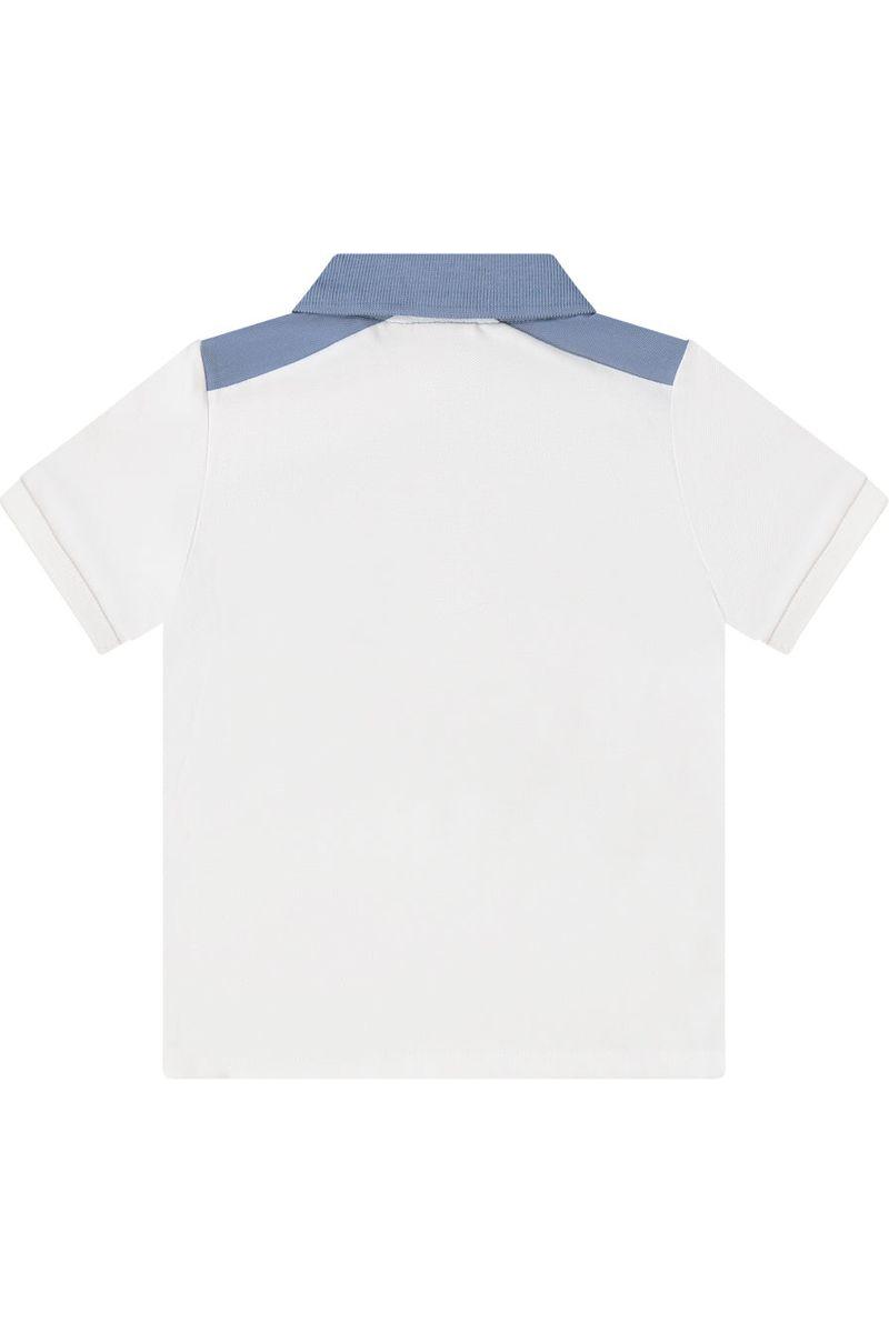 חולצת צווארון BOSS COLOR BLOCK לוגו מותג בצד לתינוקות White / 03M