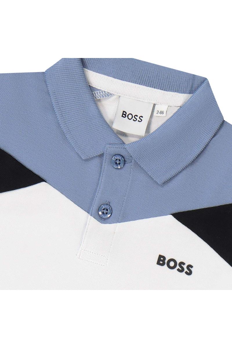 חולצת צווארון BOSS COLOR BLOCK לוגו מותג בצד לתינוקות White / 03M