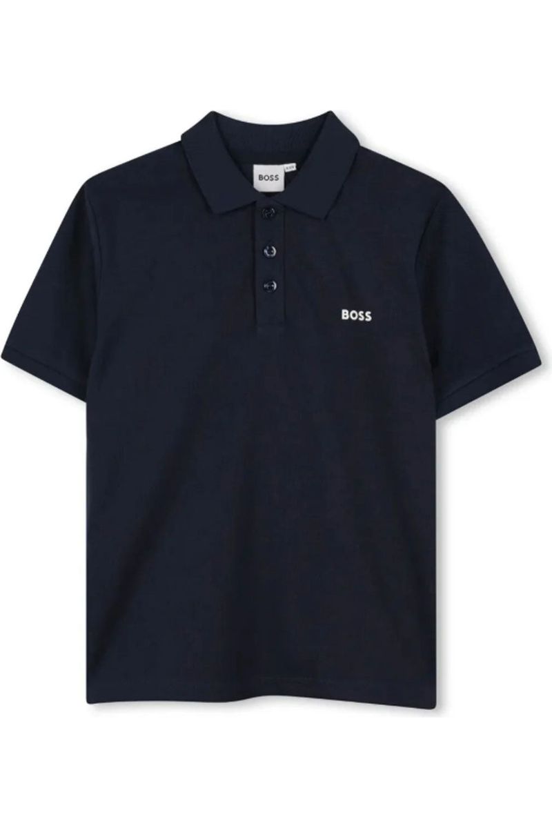 חולצת צווארון BOSS הדפס לוגו אחורי לילדים