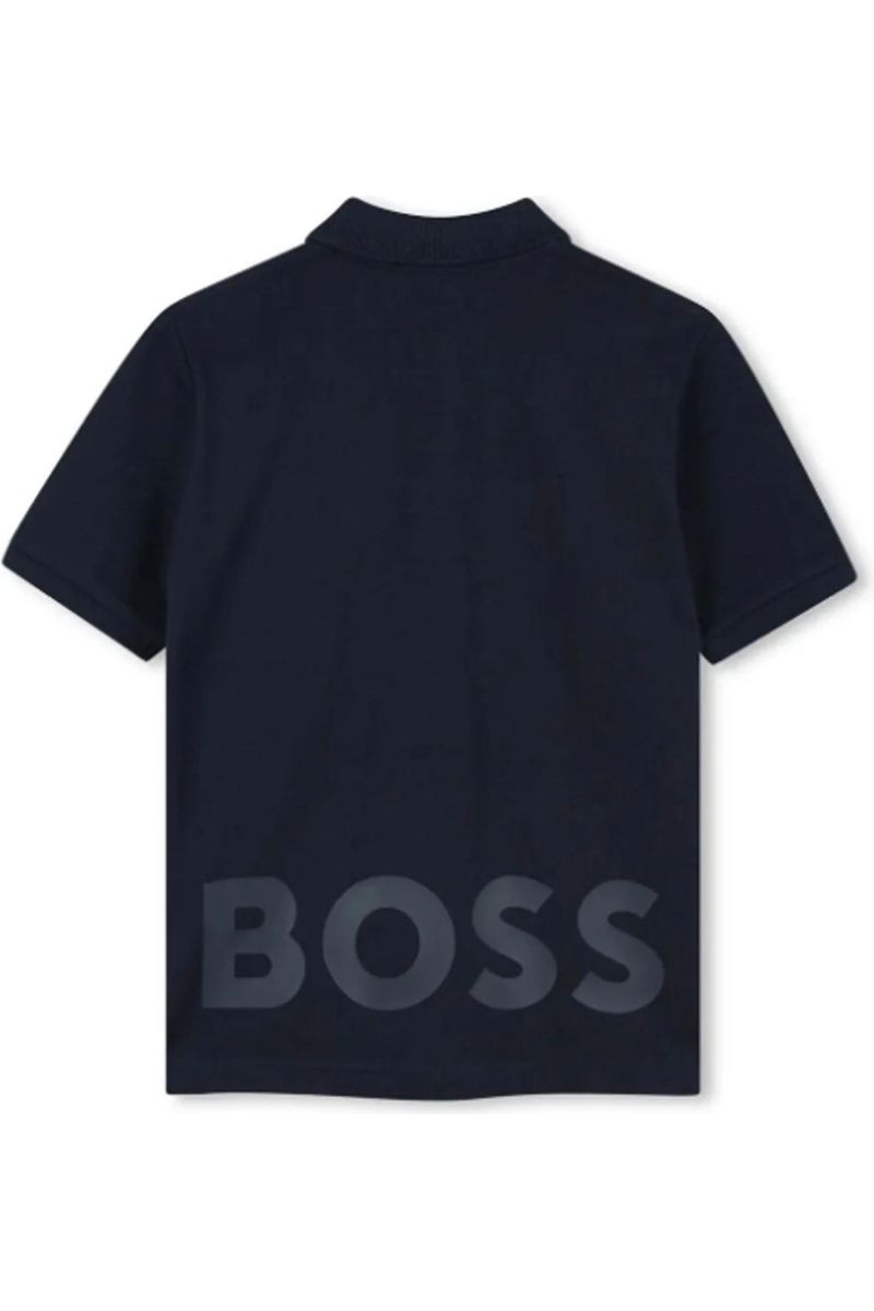 חולצת צווארון BOSS הדפס לוגו אחורי לילדים