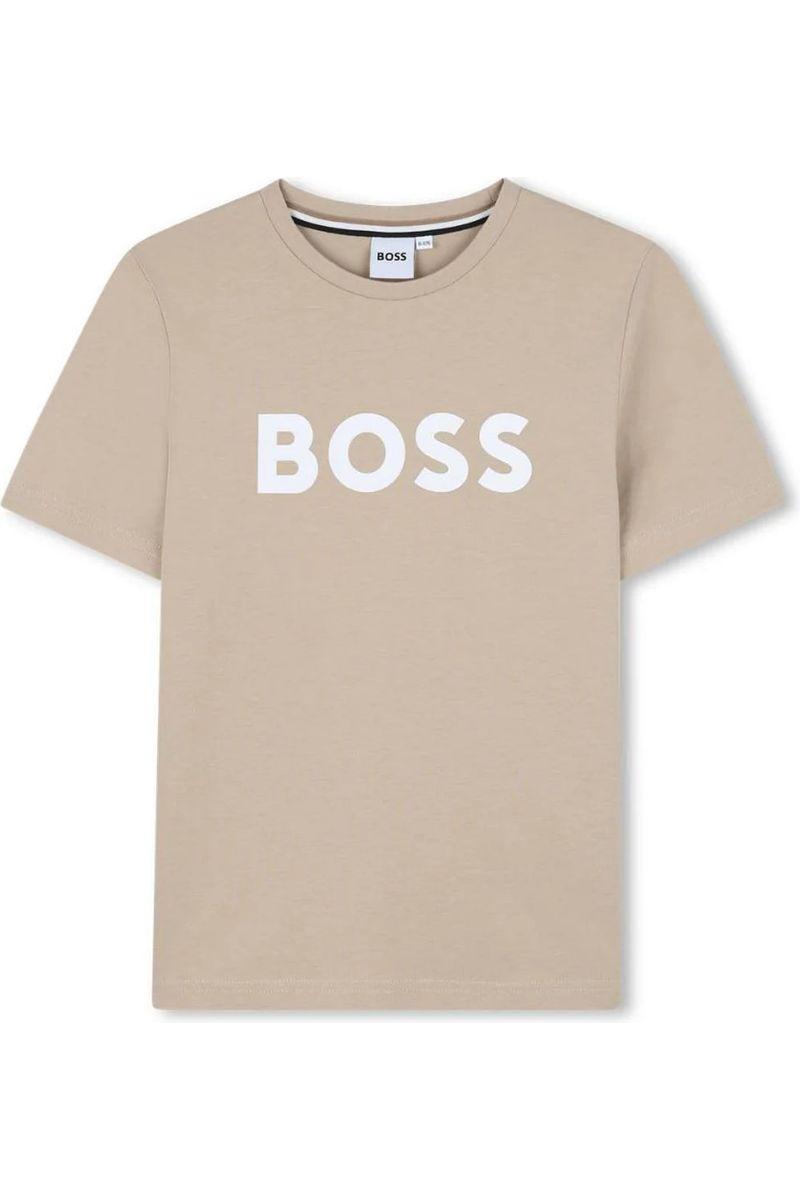 חולצת טישירט BOSS הדפס לוגו מותג באמצע לילדים