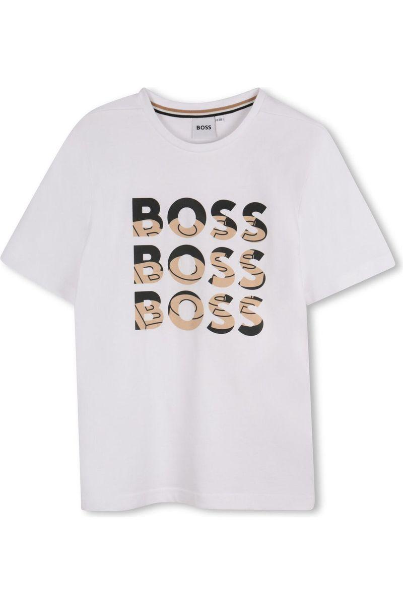 חולצת טישירט BOSS הדפס לוגו כפול לילדים