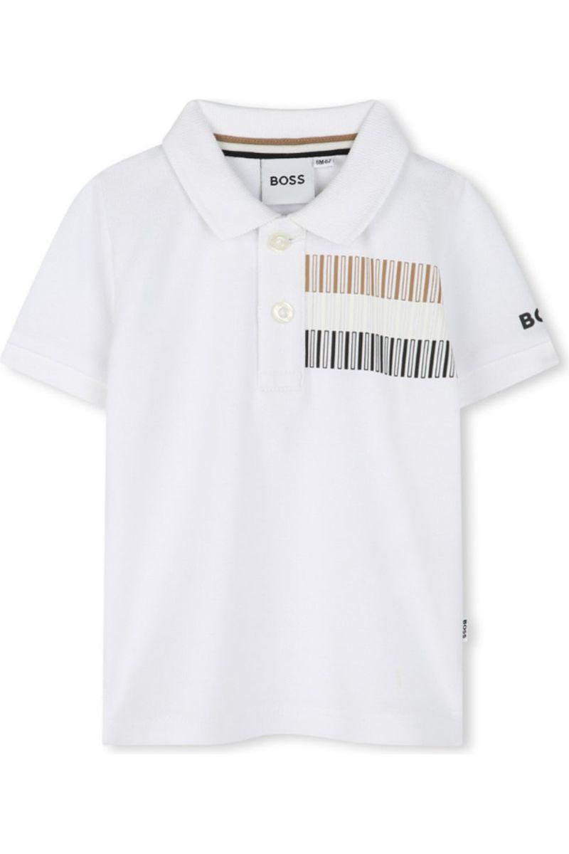 חולצת צווארון BOSS הדפס פסים טריקולוריים לתינוקות