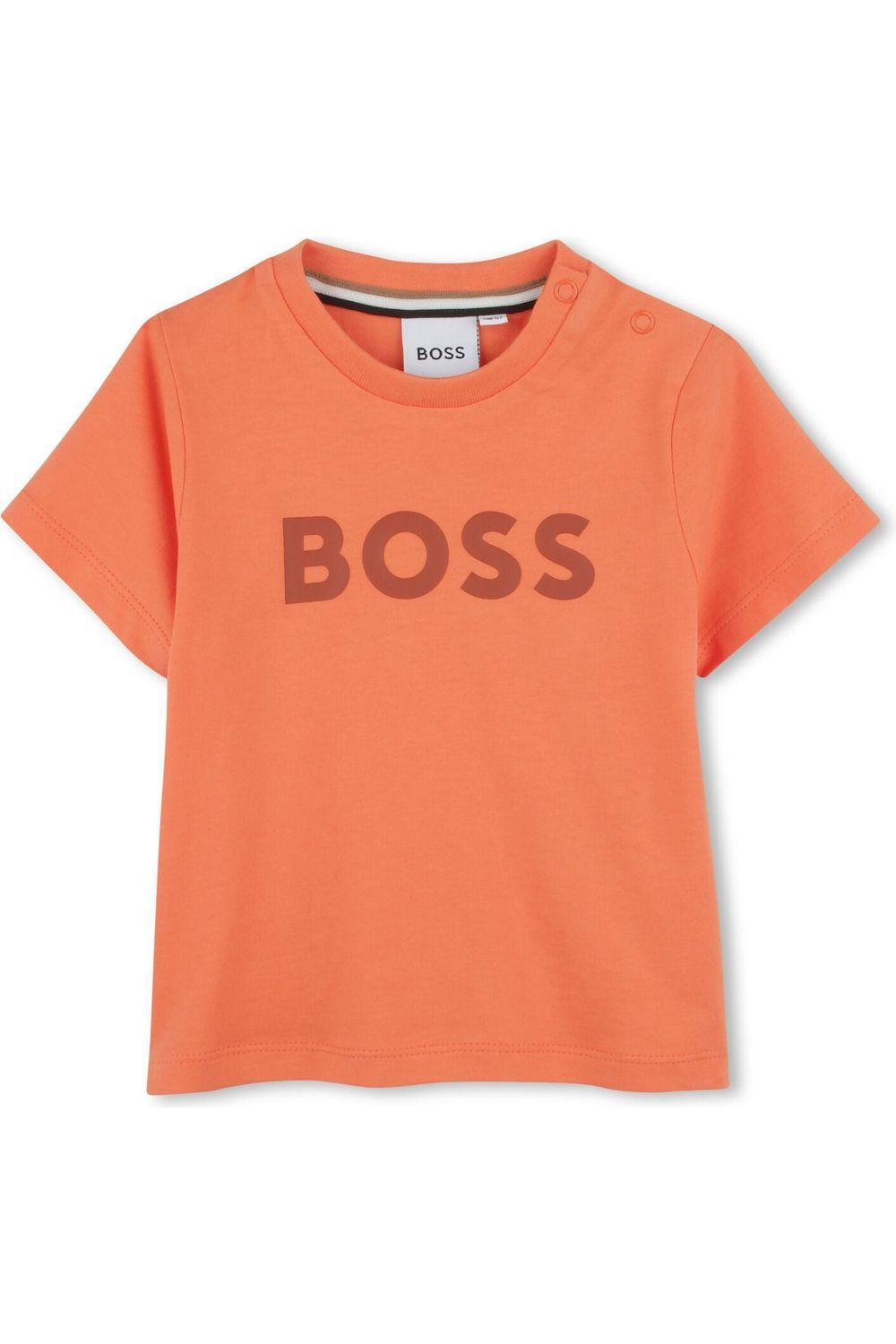 חולצת טישירט BOSS הדפס לוגו באמצע לתינוקות Orange / 03M