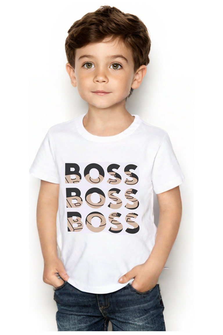 חולצת טישירט BOSS הדפס לוגו כפול לילדים