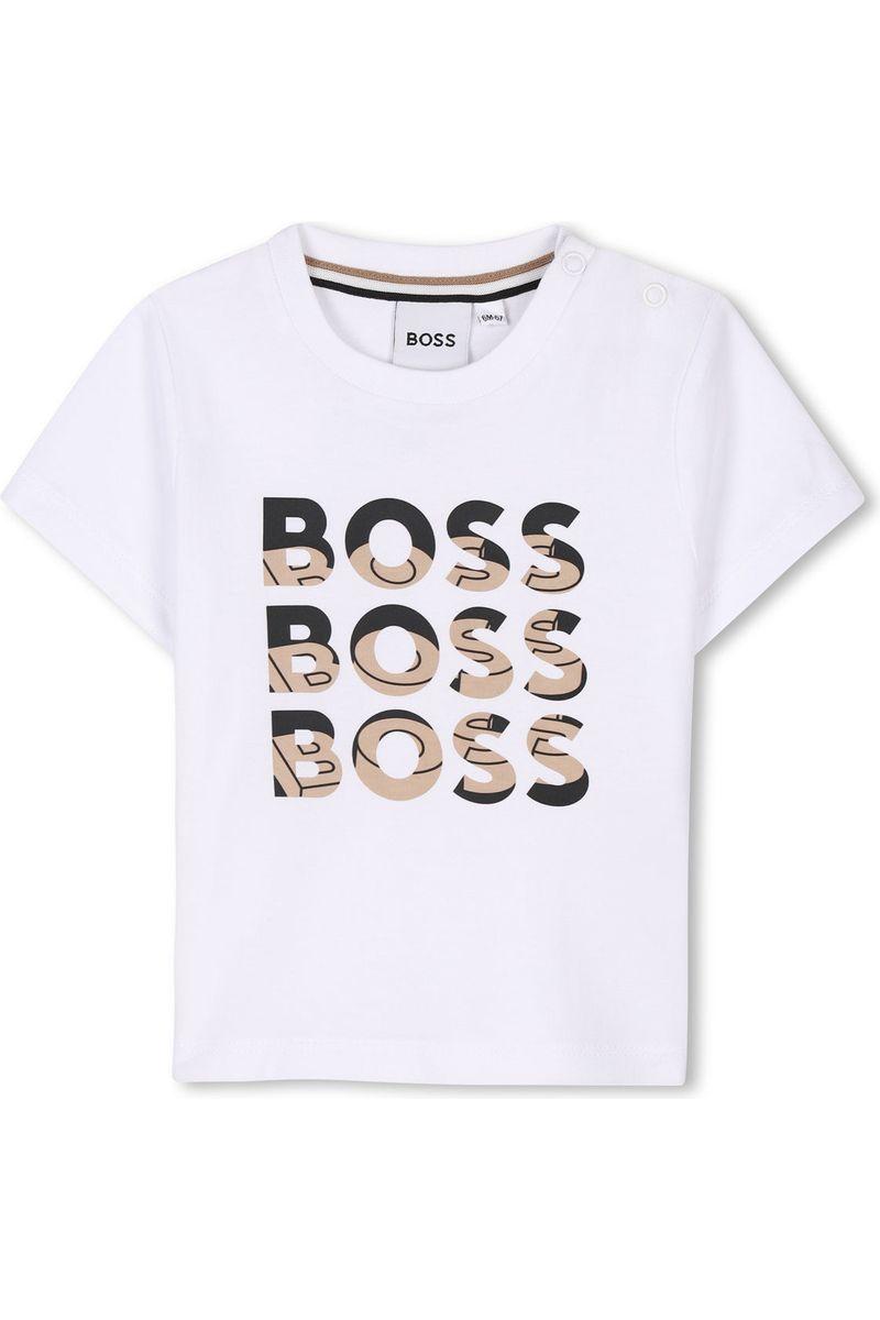 חולצת טישירט BOSS הדפס לוגו כפול לתינוקות