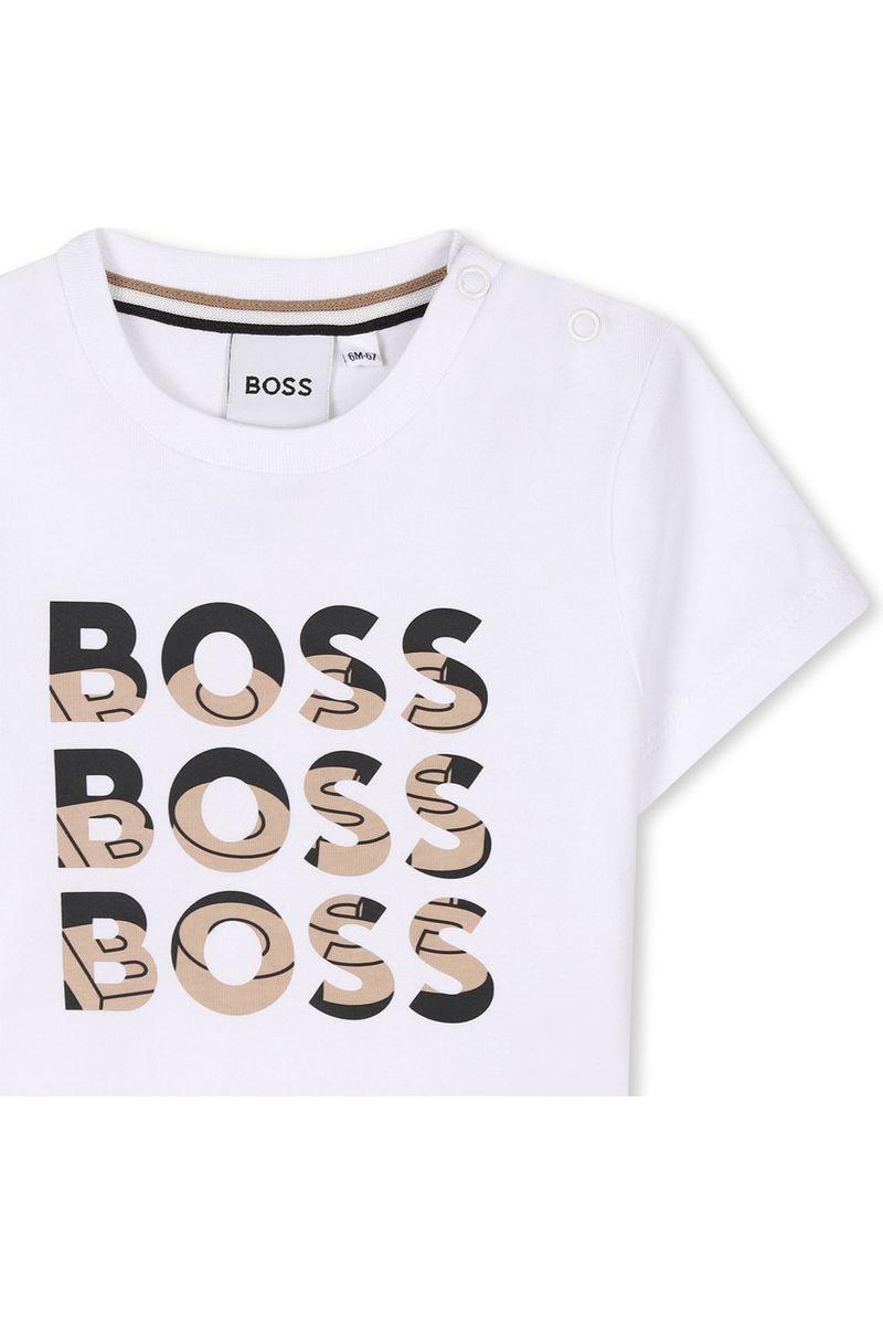 חולצת טישירט BOSS הדפס לוגו כפול לתינוקות