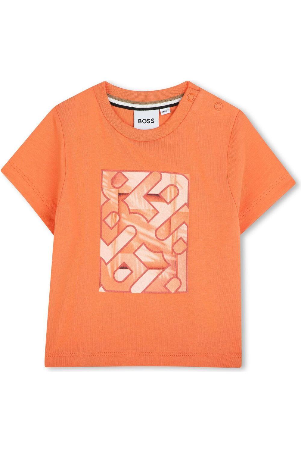 חולצת טישירט BOSS הדפס לוגו מונוגרמה לתינוקות Orange / 03M