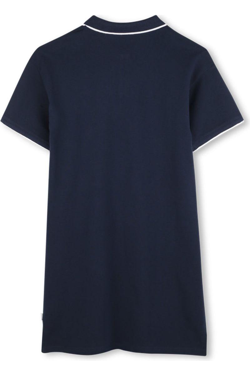 שמלת צווארון BOSS לוגו B רקום בצד לילדות