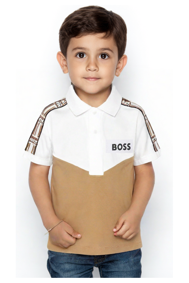 חלצת צווארון BOSS לוגו מותג בשרוולים לתינוקות