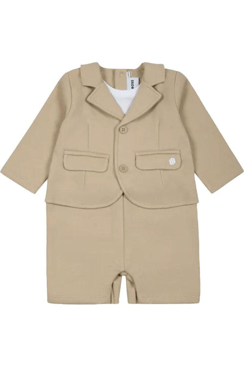 אוברול BOSS לוגו מותג רקום בצד לתינוקות Brown / 01M