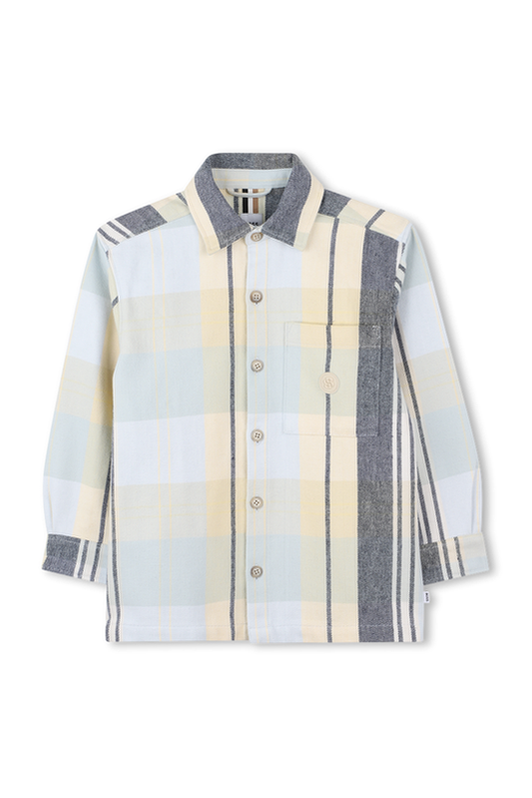 חולצה מכופתרת BOSS משובצת לילדים BLUE / 4Y